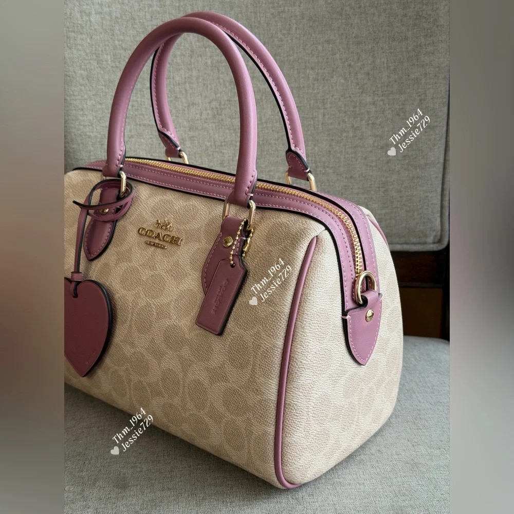 NWT！COACH Rowan Satchel Bag In Signature With Heart Charm（CDB21）fast shipping - Picture 3 of 14